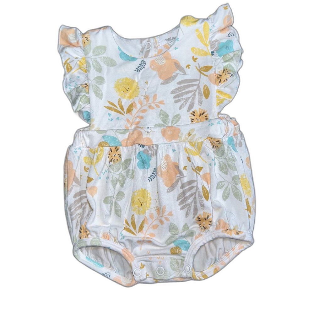 Angel Dear Bamboo Ruffle Sleeve Bubble Sunsuit Size 0-3m‎ Floral Jungle Animal